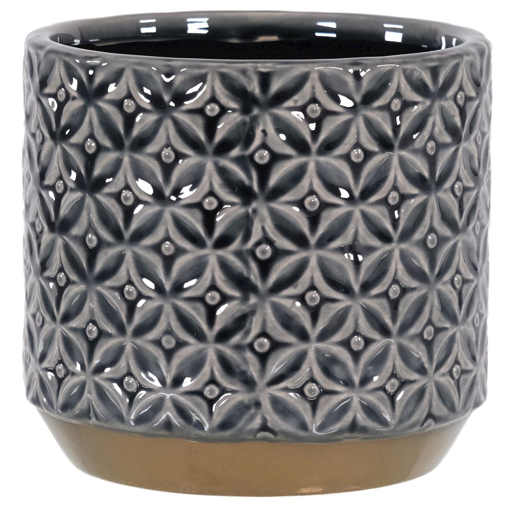 WJ Grey Planter W/Bronze 17x16