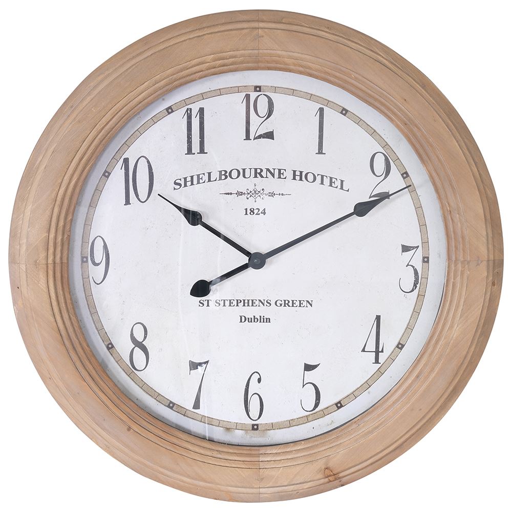 WJ Shelbourne Circular Wooden Wall Clock 60cm