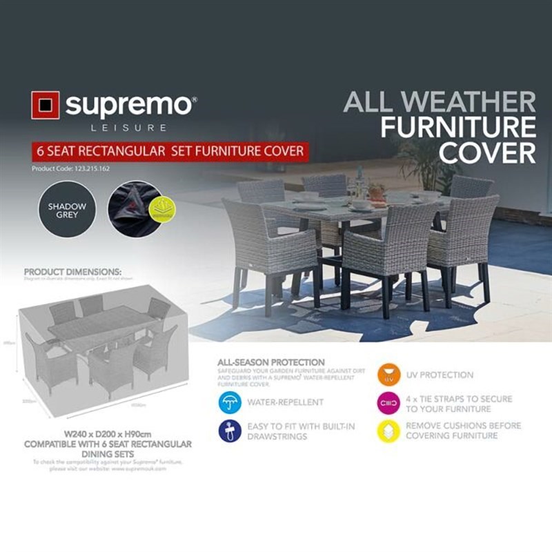 Supremo 6 Seat Rectangular Dining Set Cover