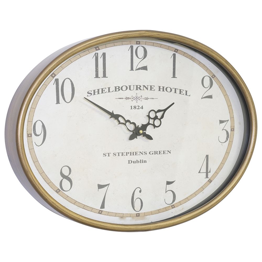 WJ Shelbourne Oval Wall Clock 50x36cm