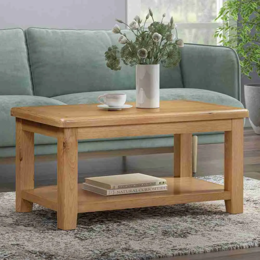 Kingsbury Oak Coffee Table with Shelf