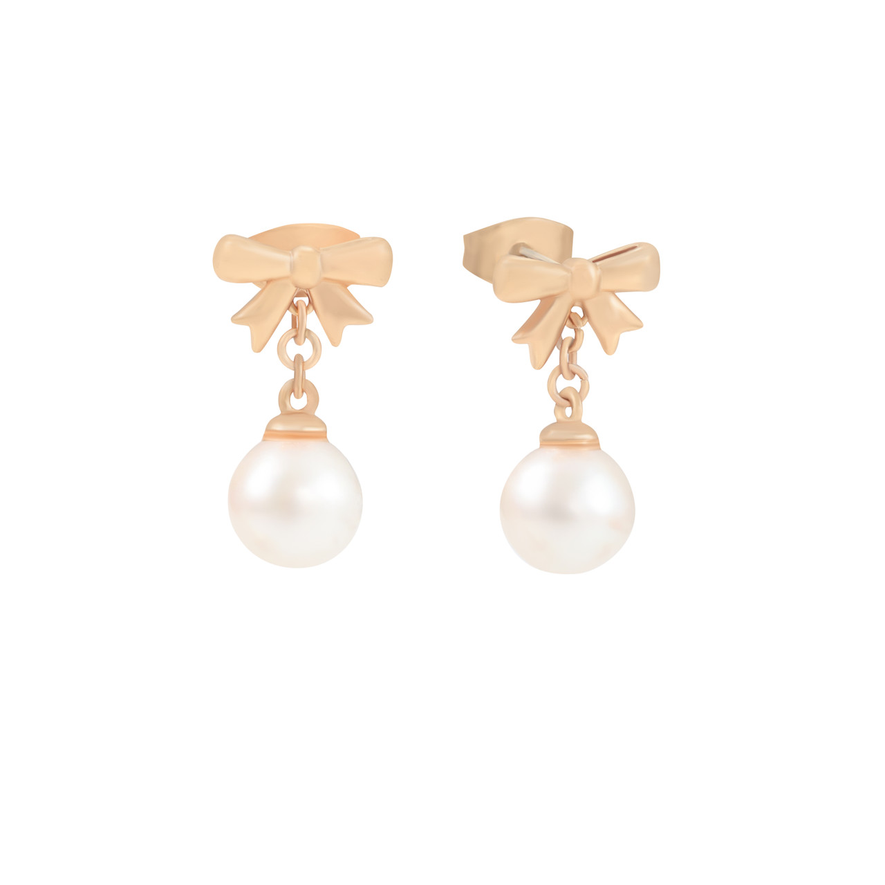 TP Bow Pearl Drop Earrings