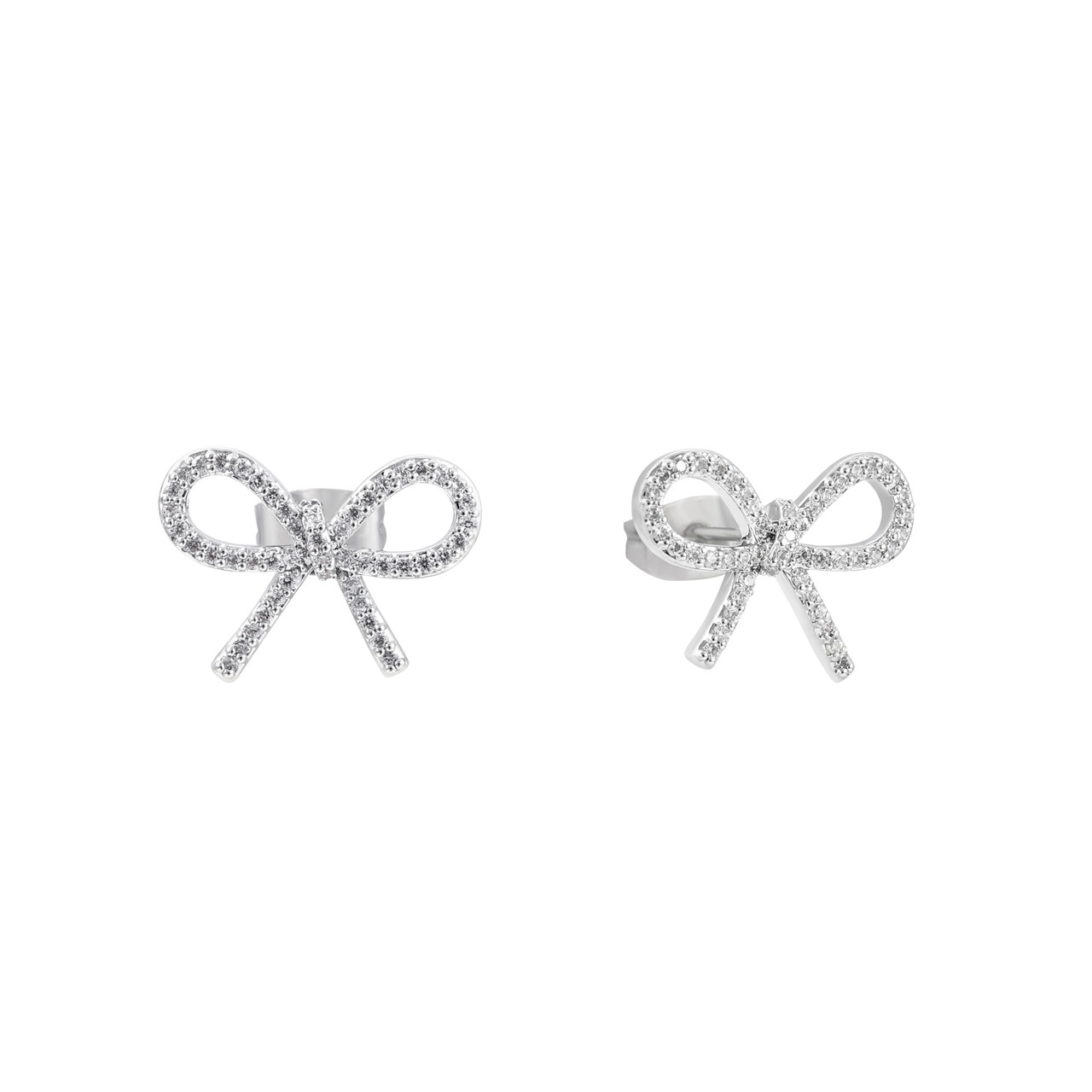 TP Bow CZ Bow Earrings Silver