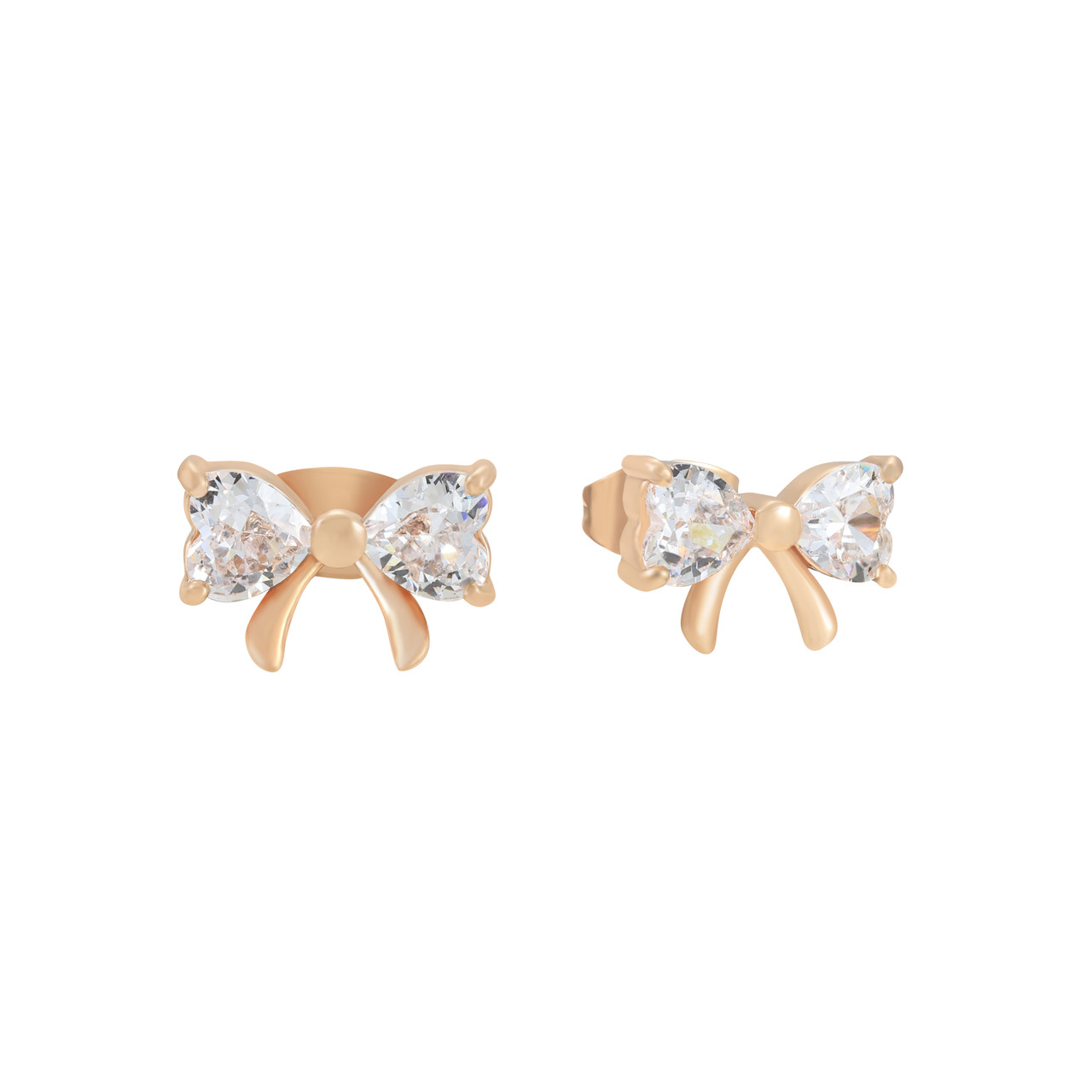 TP Bow Mini Stud Crystal Gold
