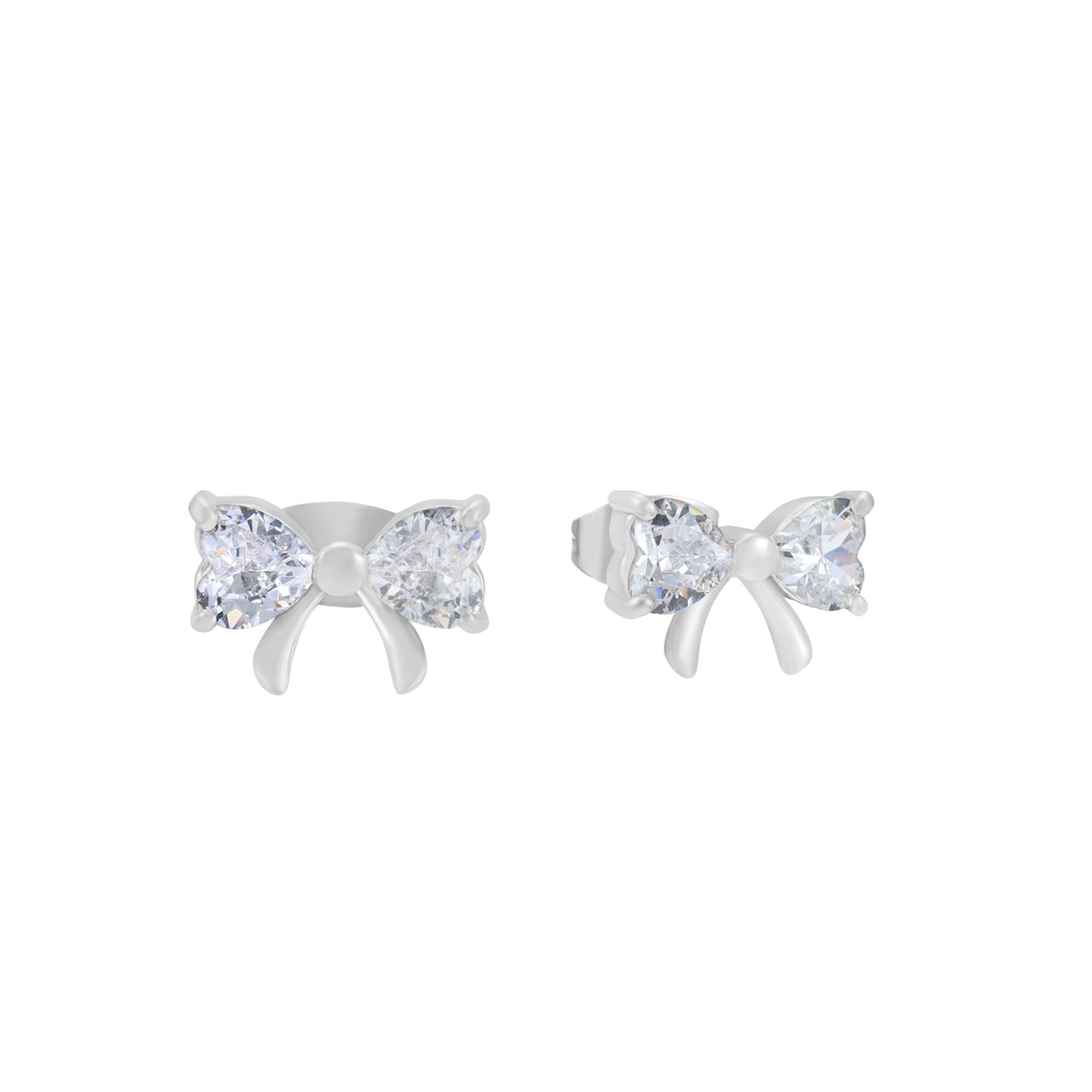 TP Bow Mini Stud Crystal Silver