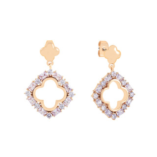 TP Maureen CZ Surround Cutout Flower Earrings Gold