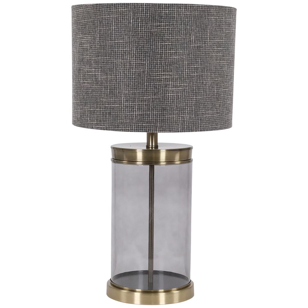 WJ Grey Glass Table Lamp 63cm