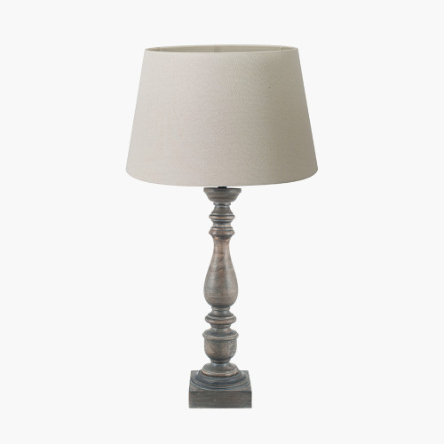 PAC Alia Grey Wash Turned Mango Wood Table Lamp 40cm