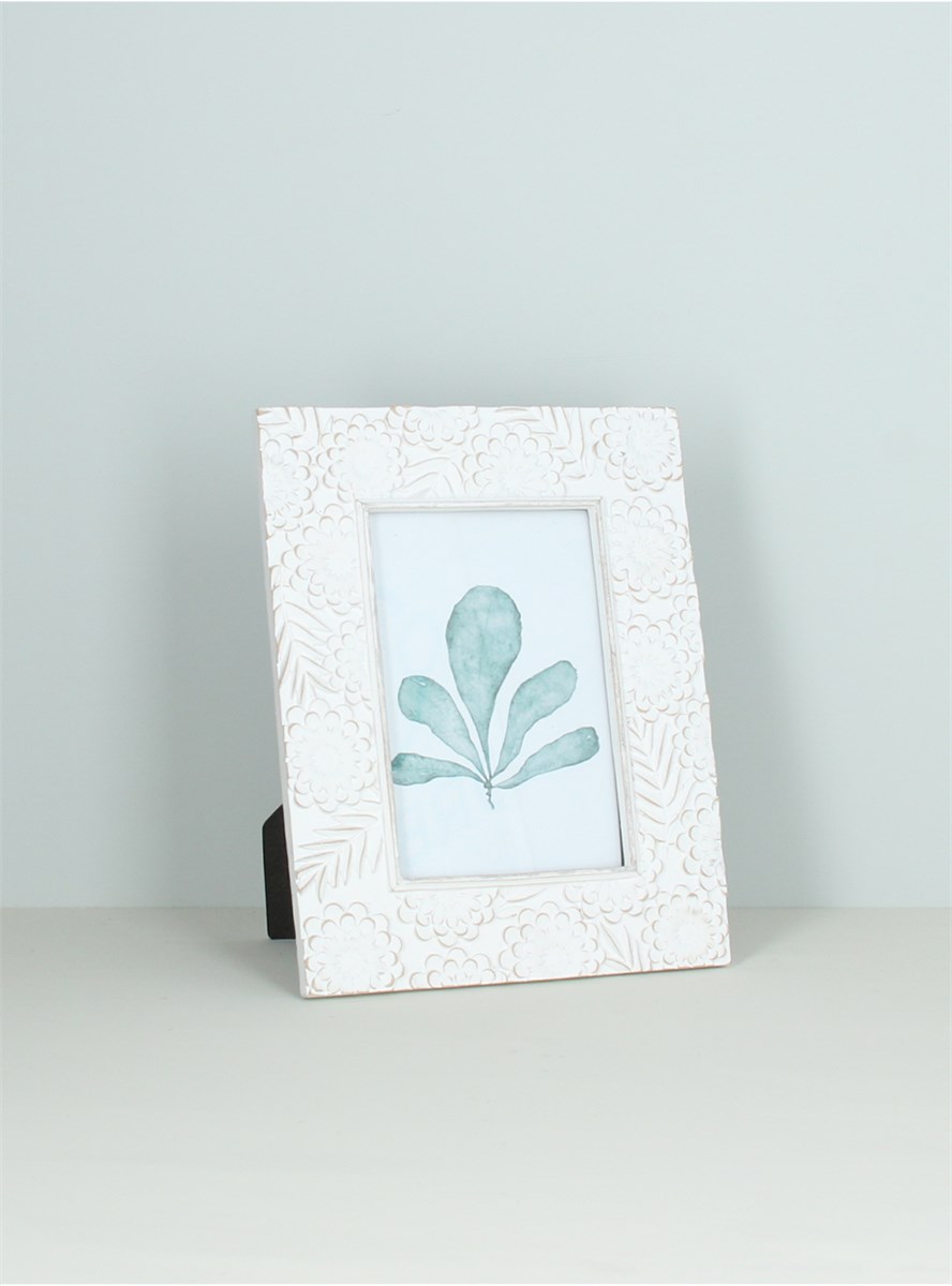 GG Resin White Natural Floral Photo Frame 4×6