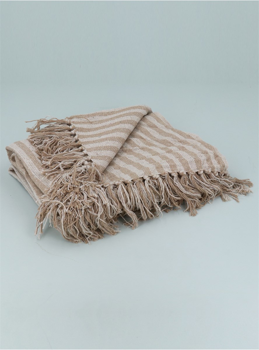 GG Stripe Taupe Cotton Throw
