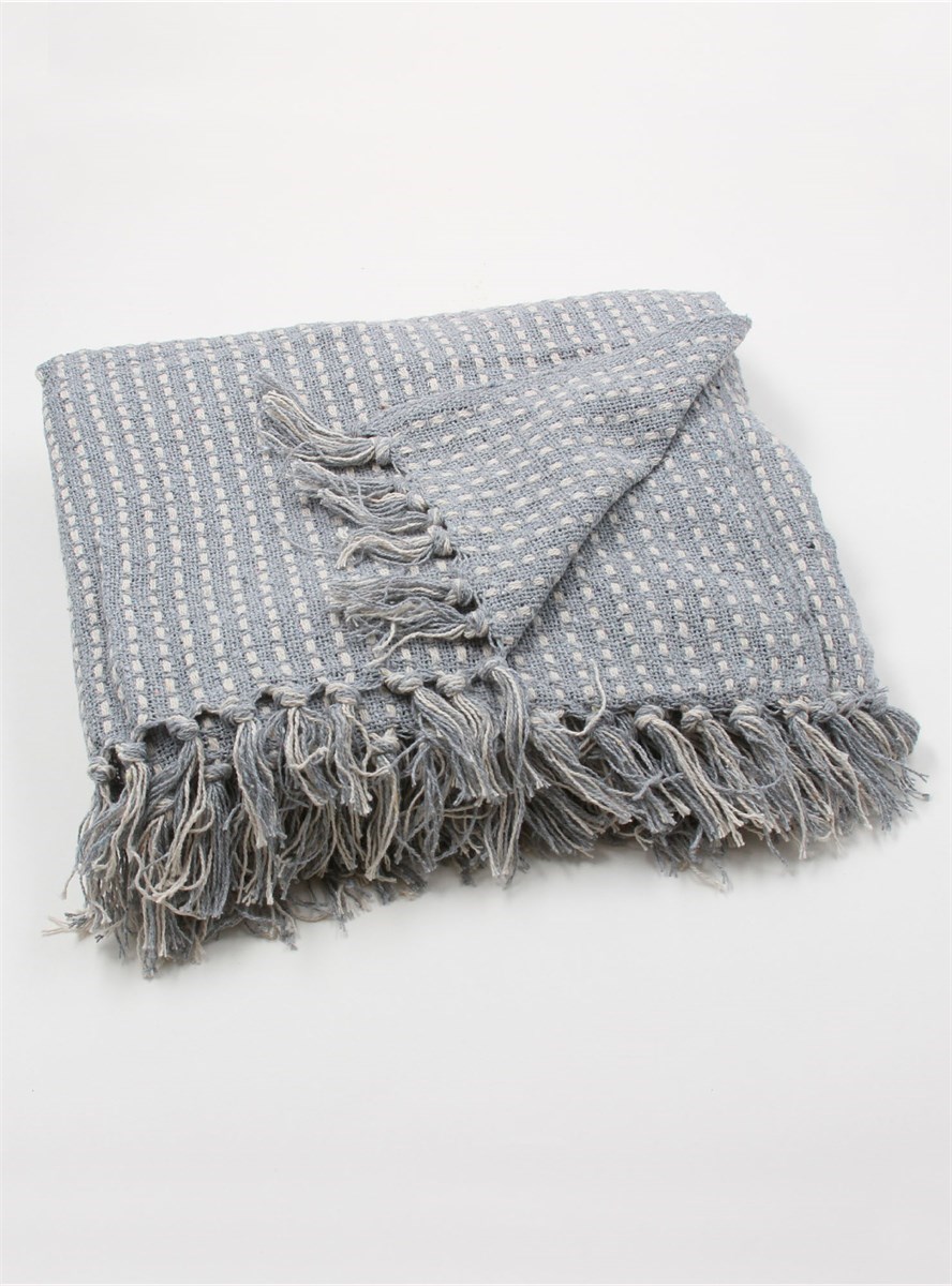 GG Stab Stitch Blue Cotton Throw