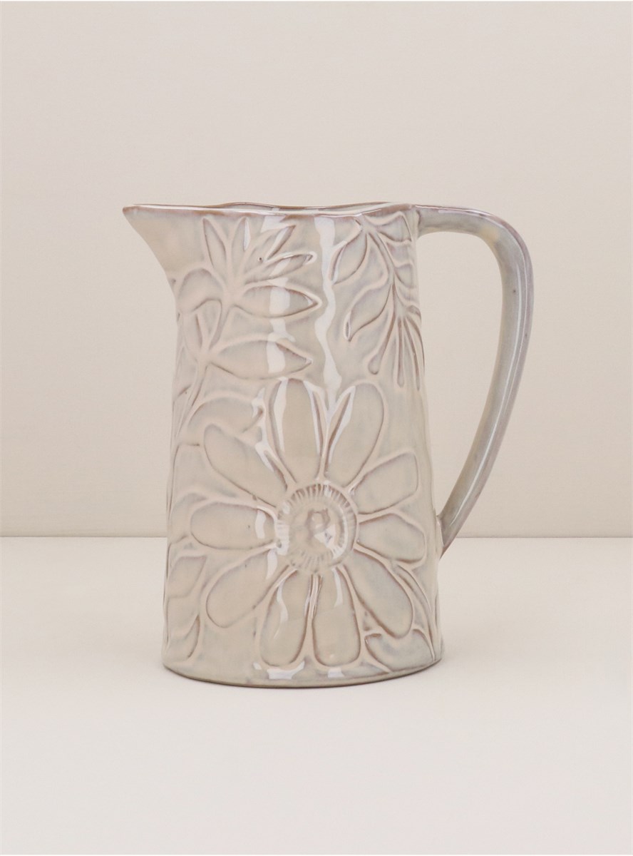 GG Porcelain Jug Taupe Floral 18.6cm