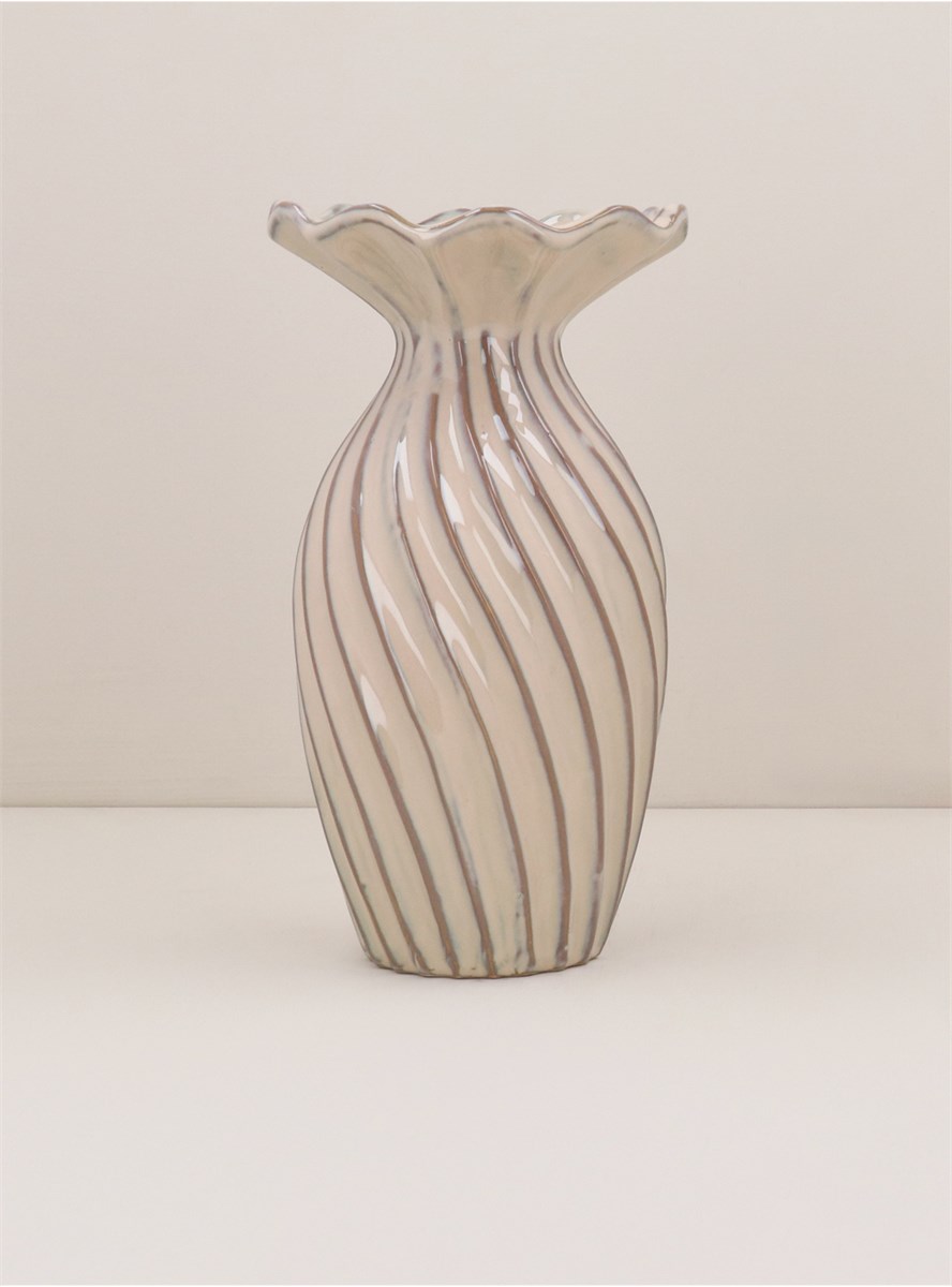 GG Taupe Twist Stoneware Vase 25cm