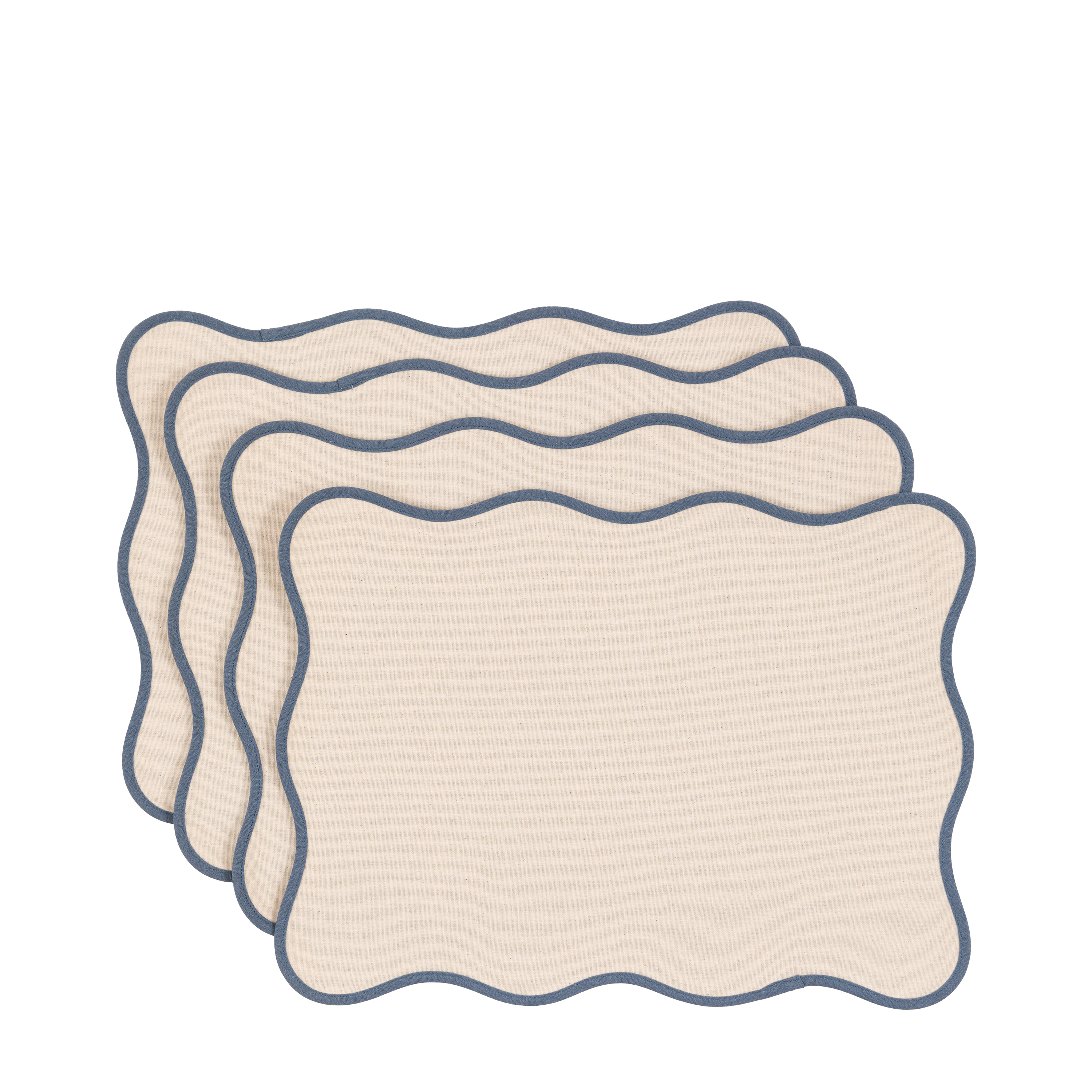 GL Scallop Edge Placemats Blue 4pk