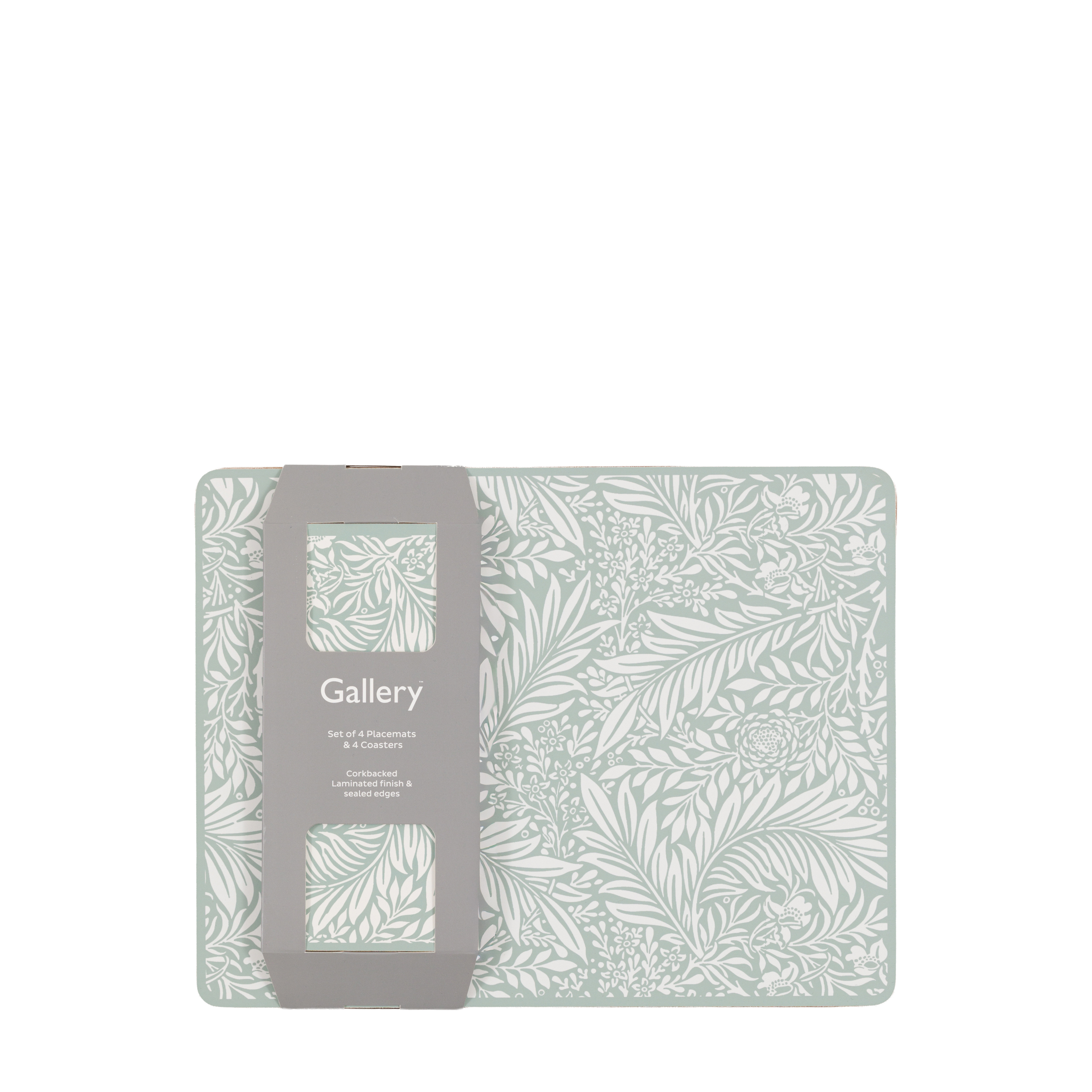 GL Farmhouse Leaf Placemat and Coaster Blue