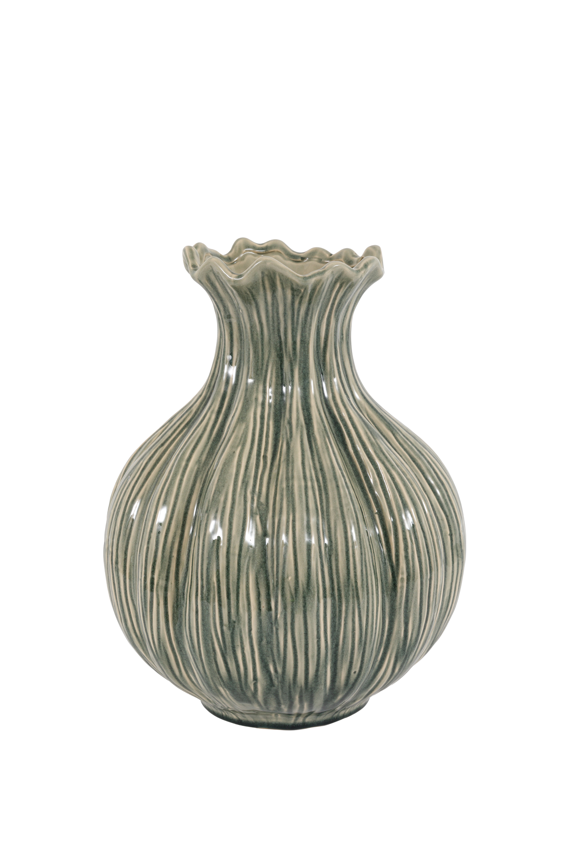 GL Aven Glazed Vase Fennel Green