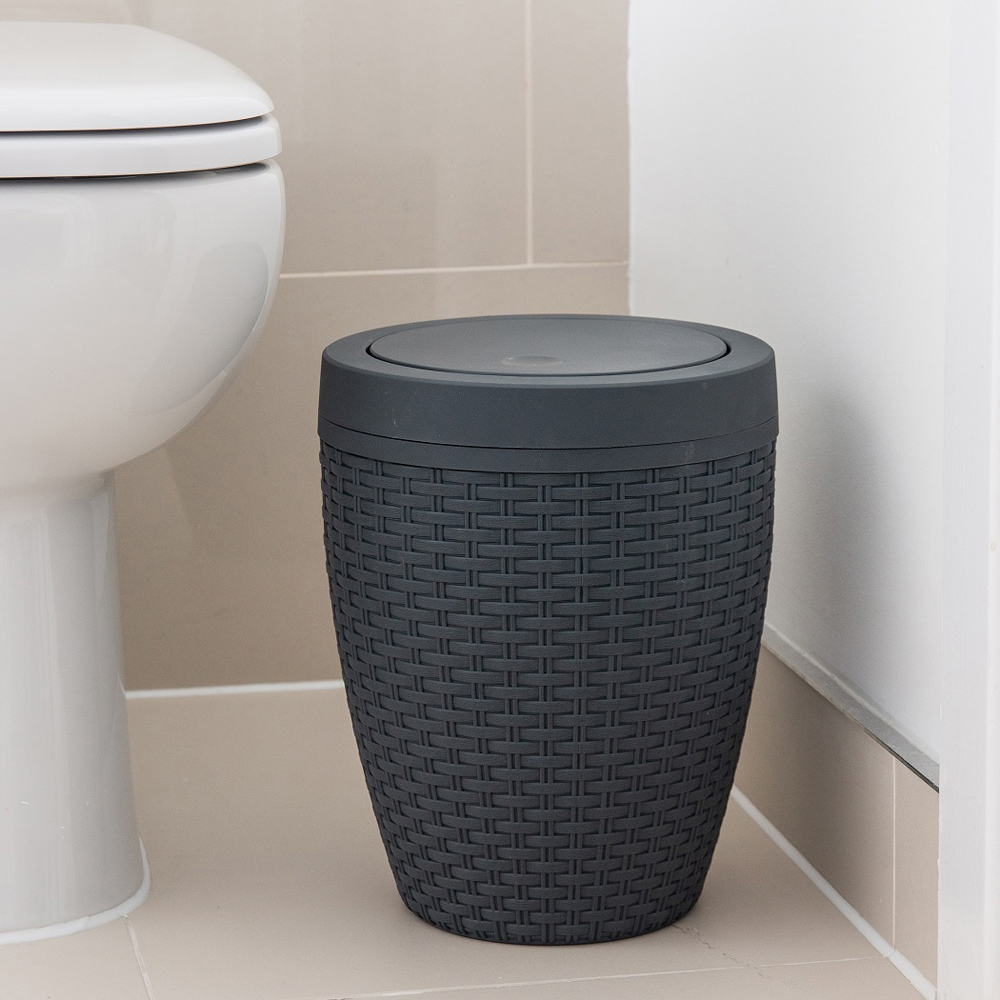 Addis Rattan Bath Bin Charcoal
