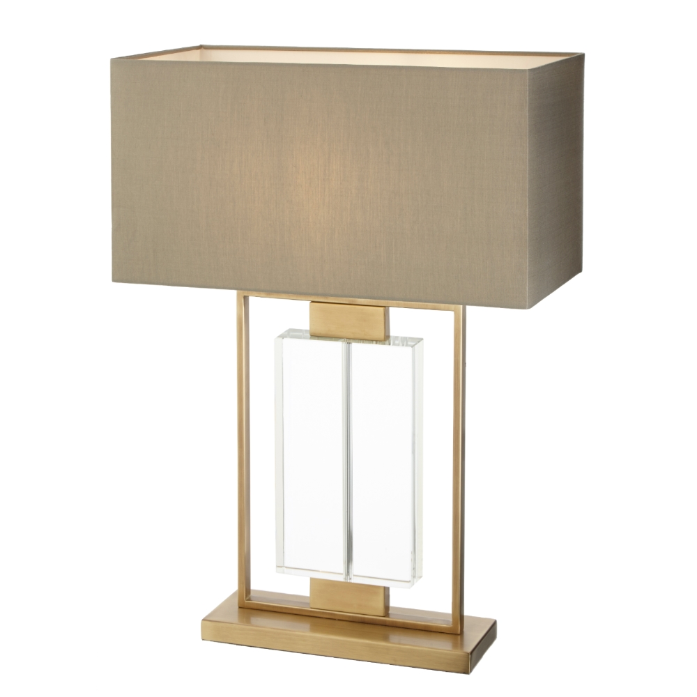 Ryston Table Lamp Ant Brass & Crystal