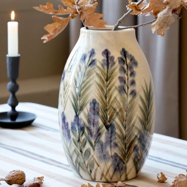 CA Vase with Floral Motif 25.5cm Cream