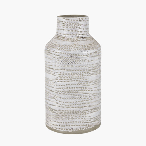 PAC Alina White Stoneware Dot Design Vase Tall