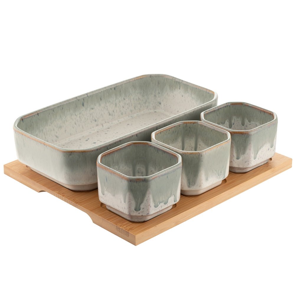 Belleek Tivoli Serving Set Bamboo Board