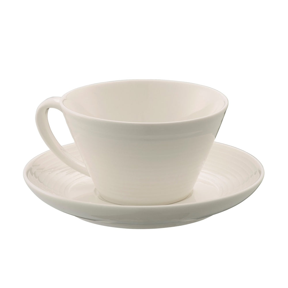 Belleek Ripple Teacup & Saucer S4