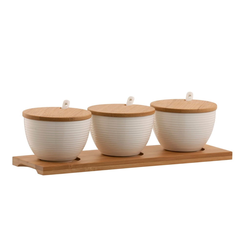 Belleek Ripple S3 Bowls with Tray
