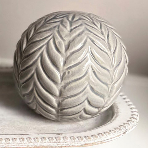 LA Embossed Grey Ball Ornament