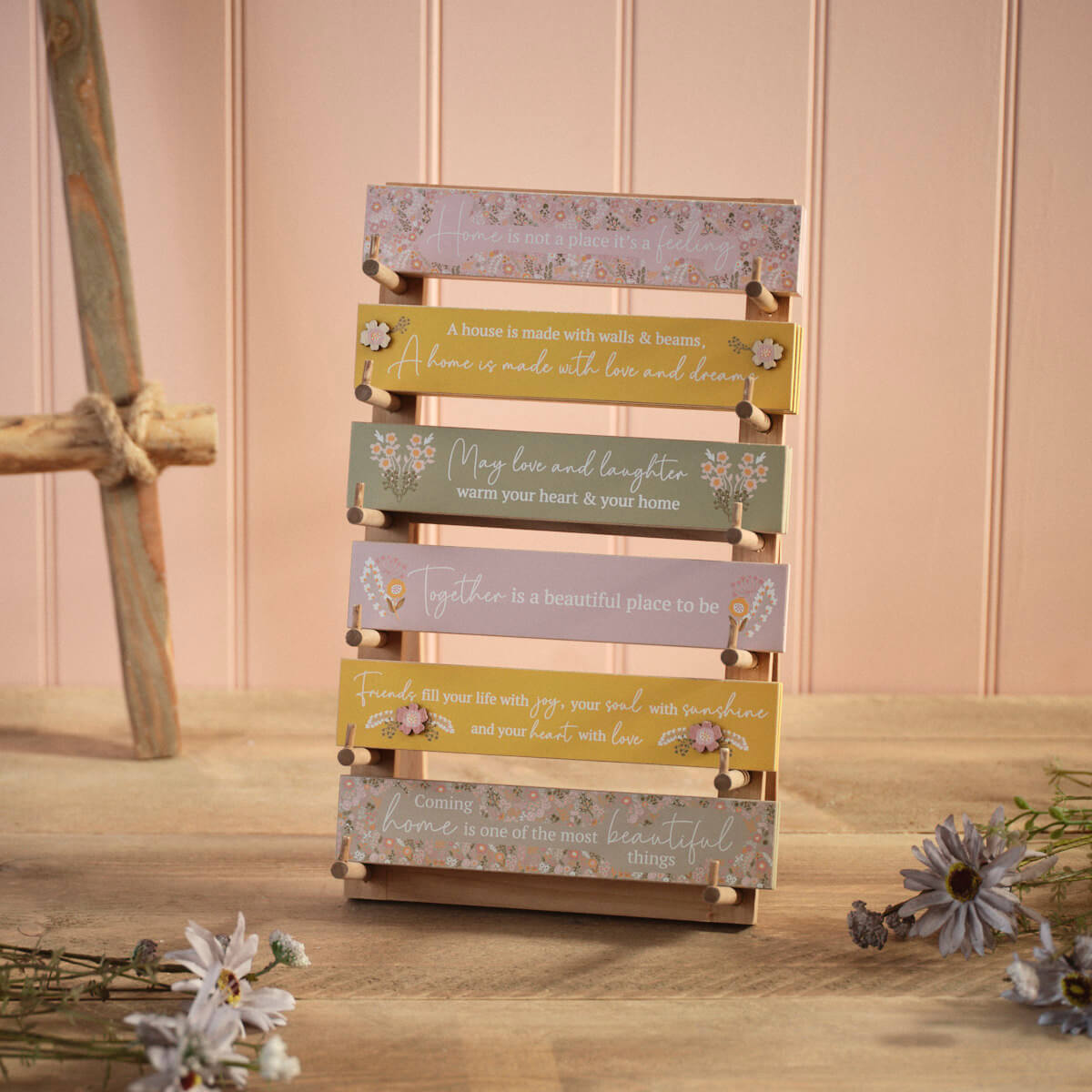 LA Ditsy Floral Wood Table Block 6 AST