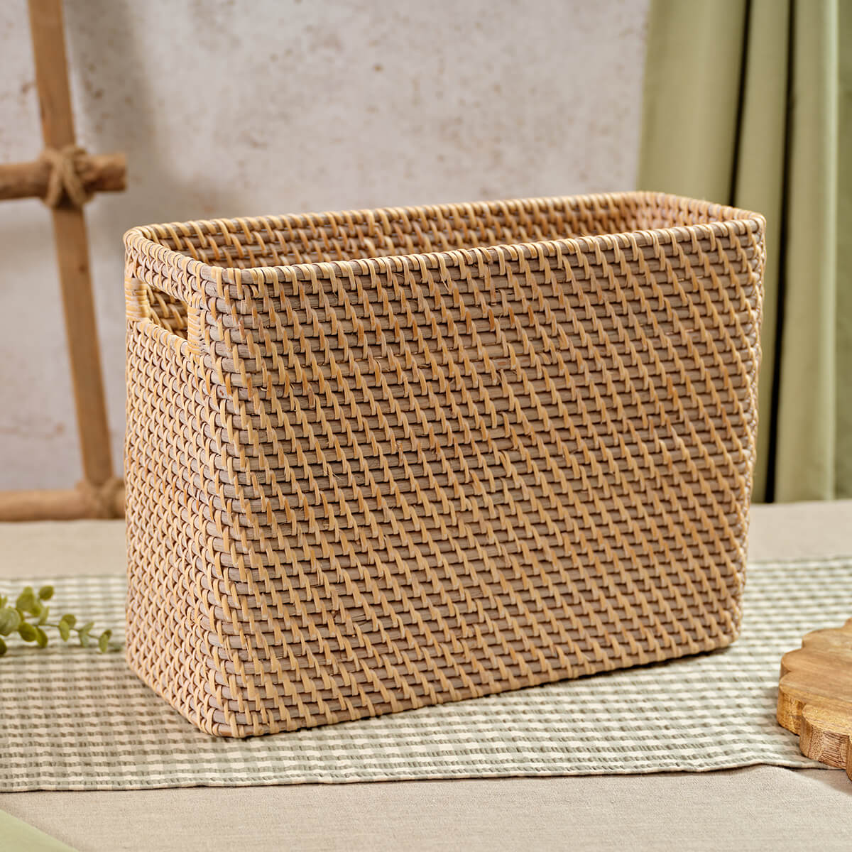 LA Flourish Rattan Tall Rect Basket