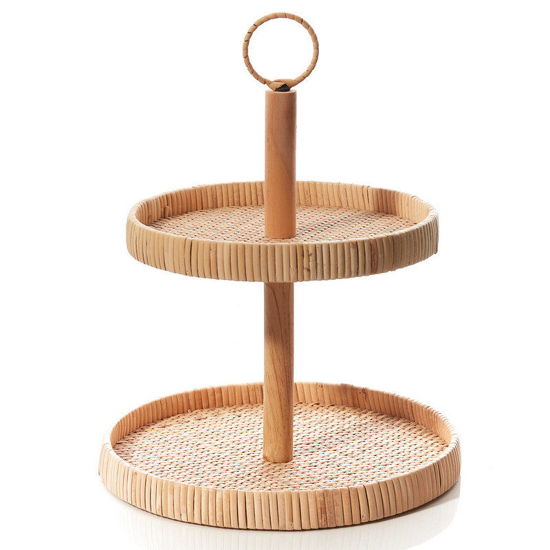 LA Rattan Two Tier Tray