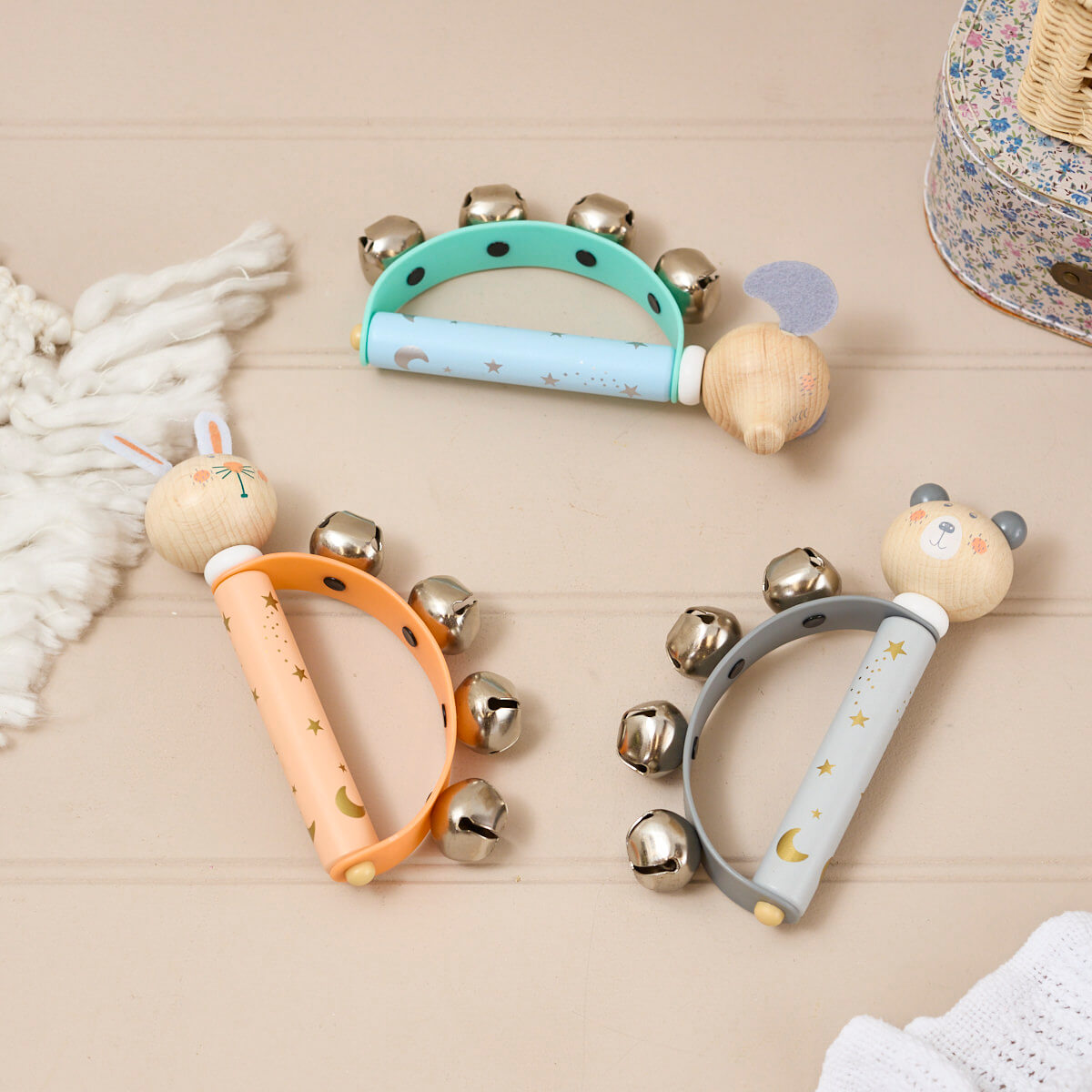 LA Animal Bell Rattle Wooden