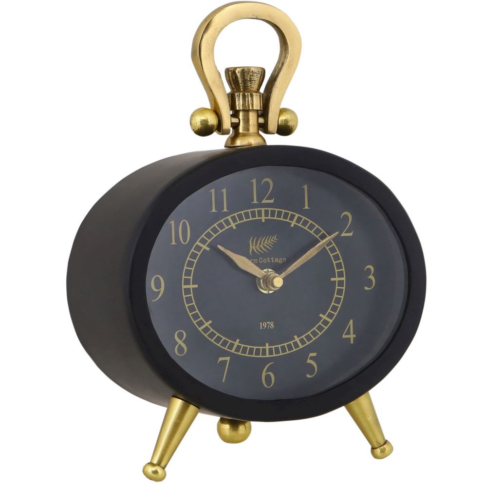 WJ Brass Oval Fern Cottage Table Clock