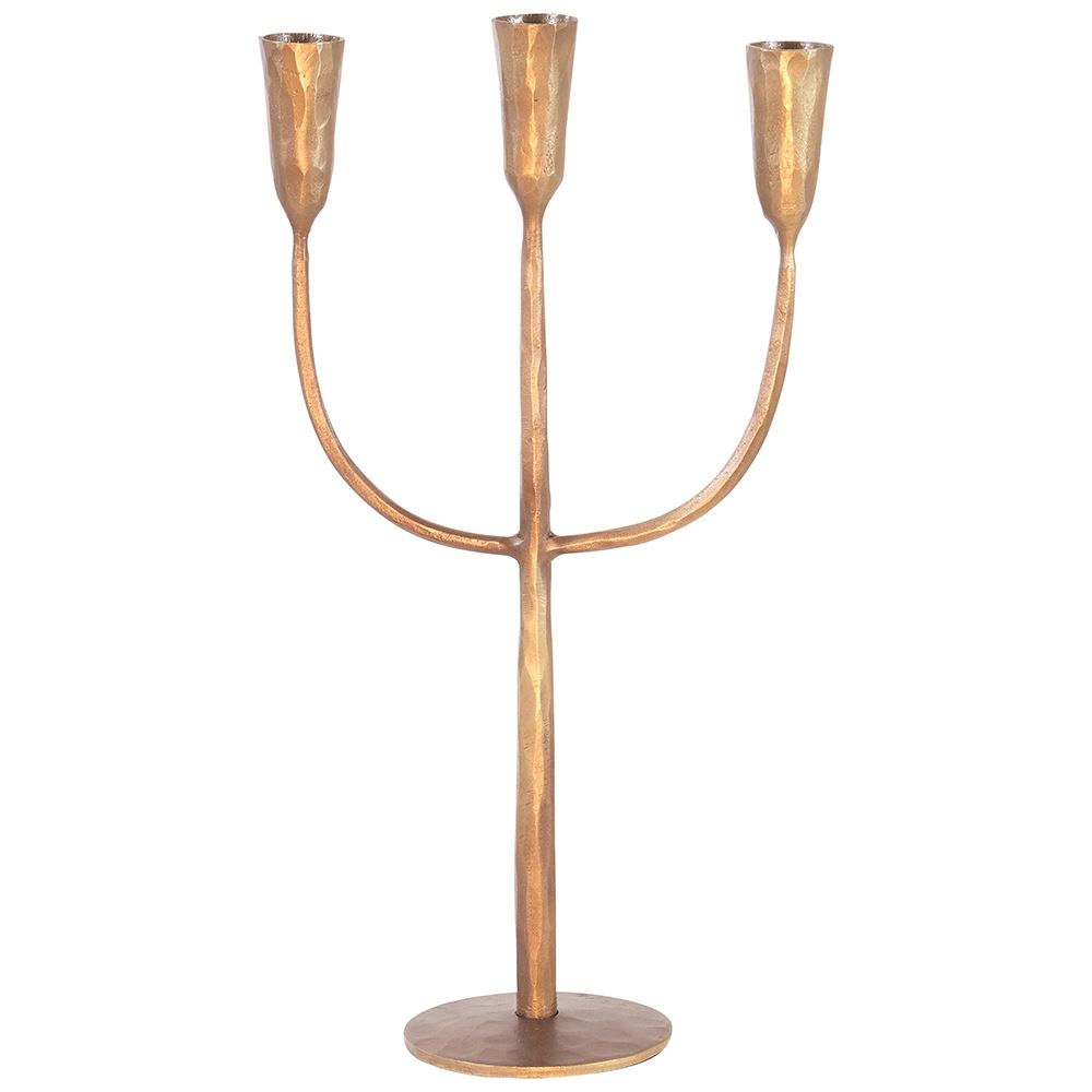 WJ Triple Brass Candle Holder