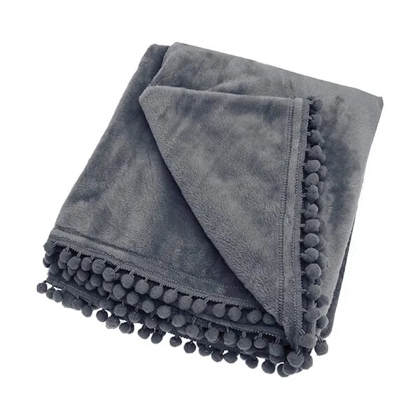 WAL Cashmere Touch Fleece Throw Charcoal