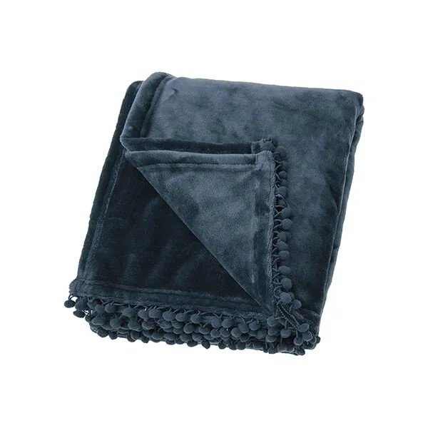 WAL Cashmere Touch Fleece Throw Slate Blue