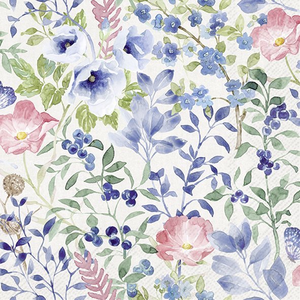 IHR Indigo Flowers Cocktail Napkins