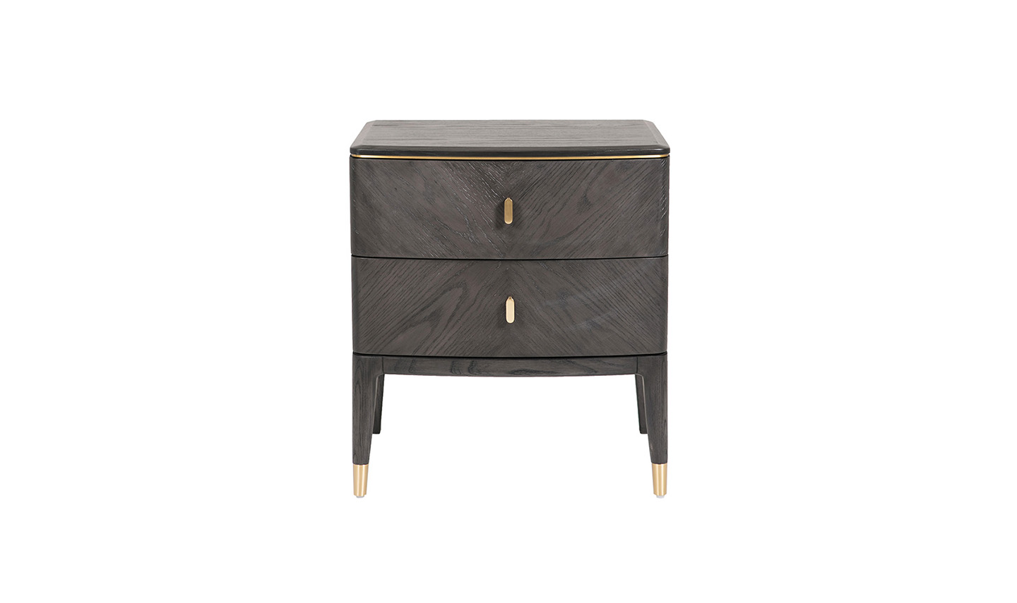 Delilah Bedside Table 2 Drawer - Ebony