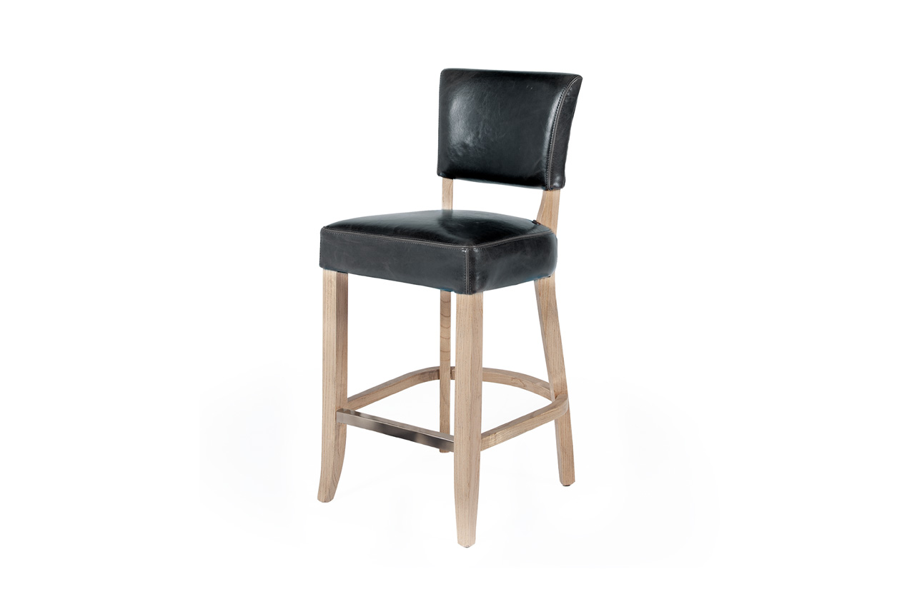 Edinburgh Bar Chair Leather - Ink Blue
