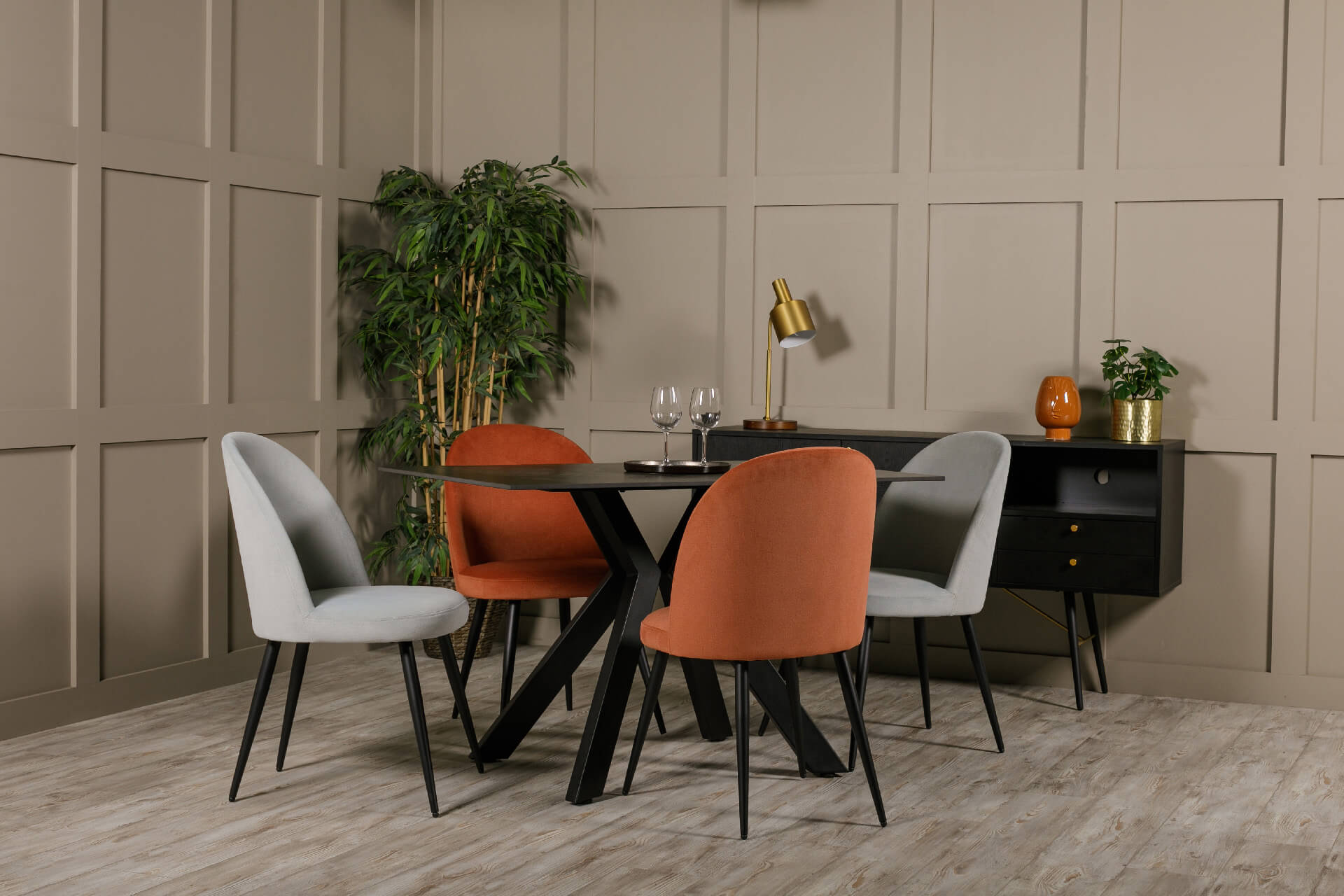 Gabi Dining Chair - Black Legs with Coral