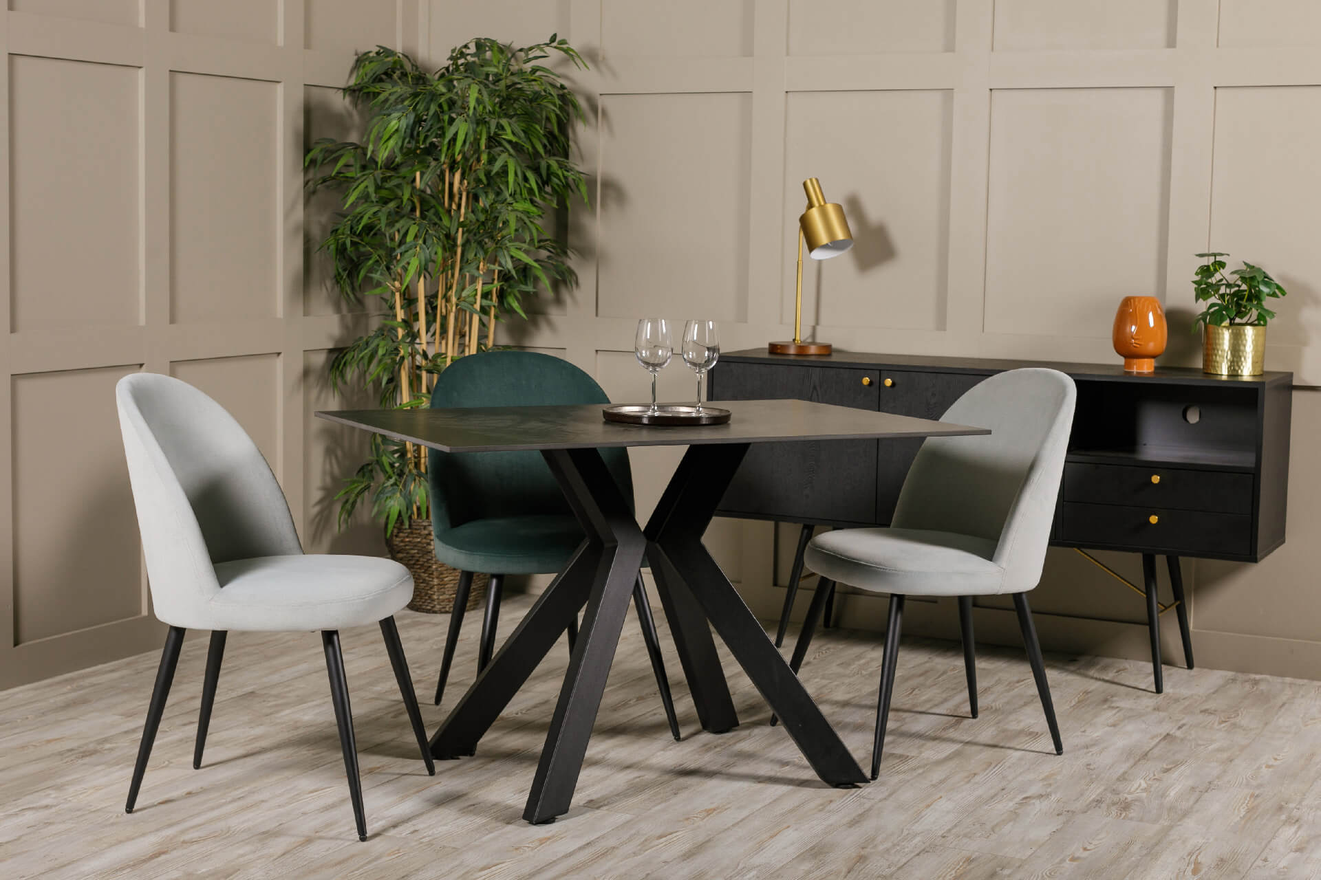 Gabi Dining Chair - Black Legs with Silver