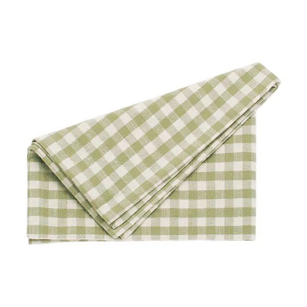WAL Gingham Napkin S4 Pale Olive