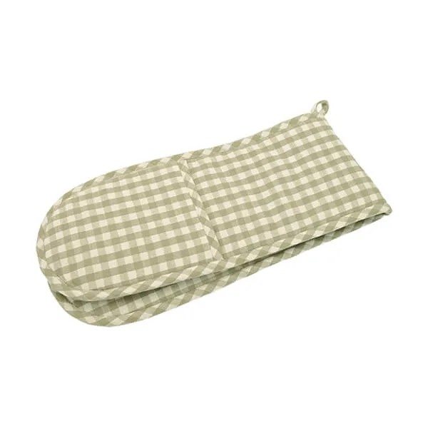 WAL Gingham Double Oven Glove Pale Olive