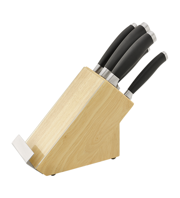 Stellar 5pc Knife Block Set With Recipe Holde