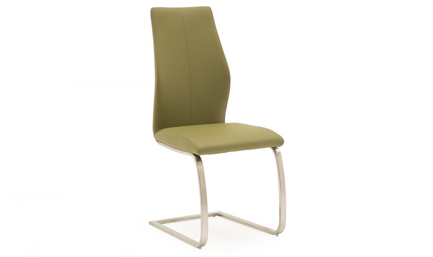 Irma Dining Chair – Brushed Steel with Olive