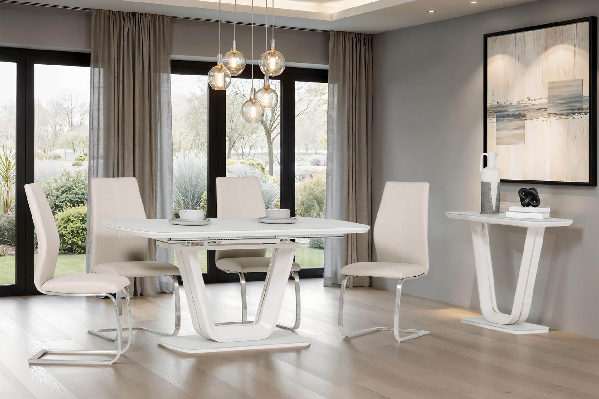 Irma Dining Chair - Brushed Steel with Taupe