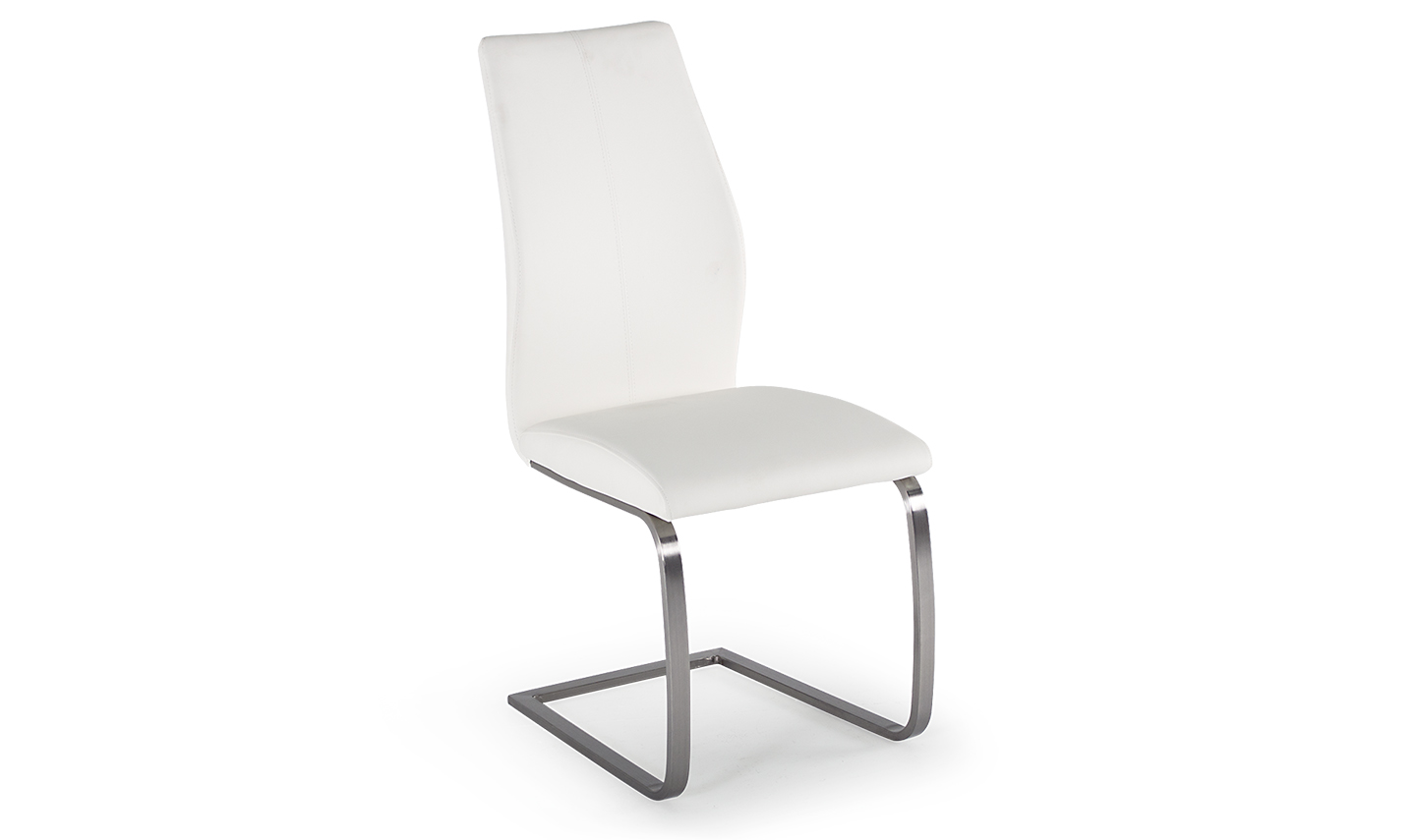 Irma Dining Chair - Brushed Steel with White