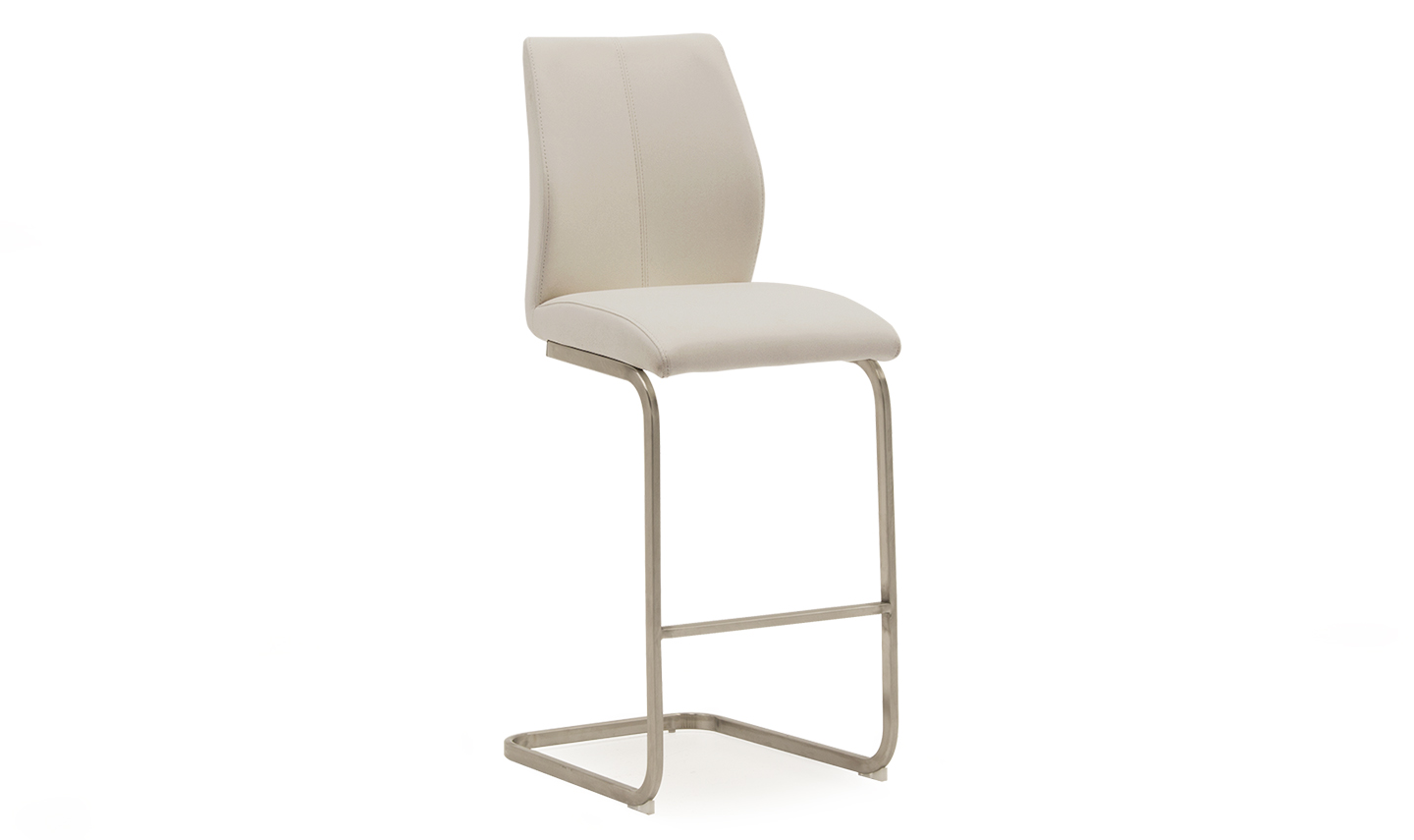 Irma Bar Chair – Brushed Steel with Taupe