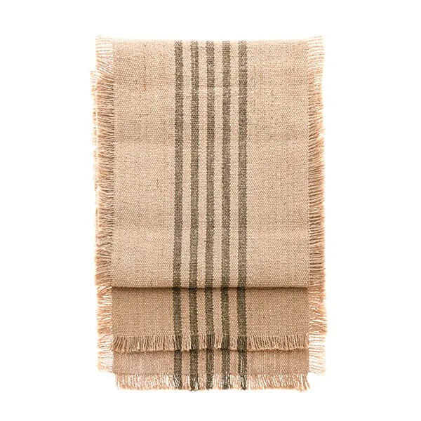 WAL Jute Stripe Runner Olive 30x180cm