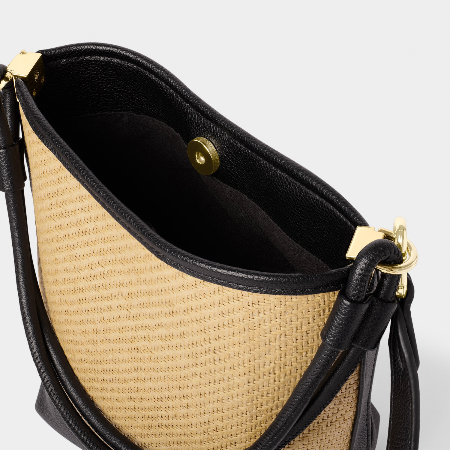 KL Riviera Raffia Bucket Bag Black SS25